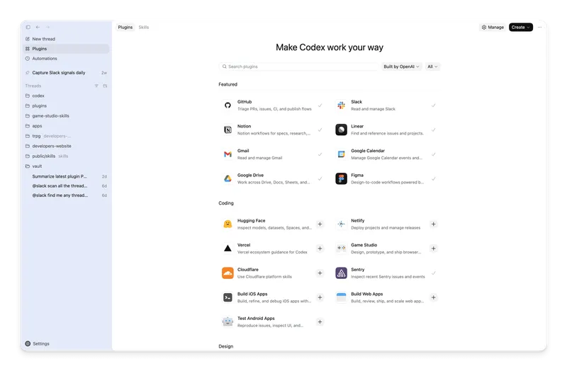 OpenAI Launches 20 Codex Plugins Connecting Slack, Figma, and Productivity Tools